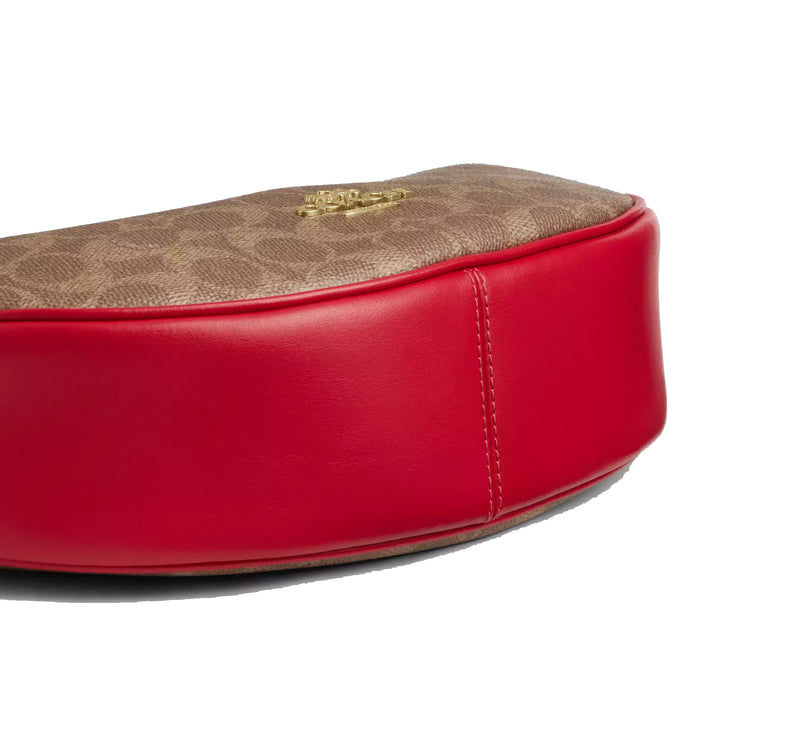 Coach Women's Aria Shoulder Bag In Signature Canvas Gold/Tan/Carnation