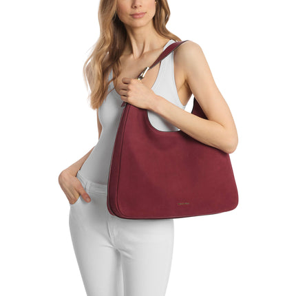 Michael Kors Women's Nolita Large Nubuck Hobo Shoulder Bag Mulberry
