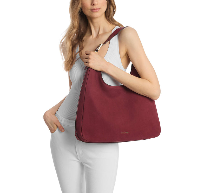 Michael Kors Women's Nolita Large Nubuck Hobo Shoulder Bag Mulberry