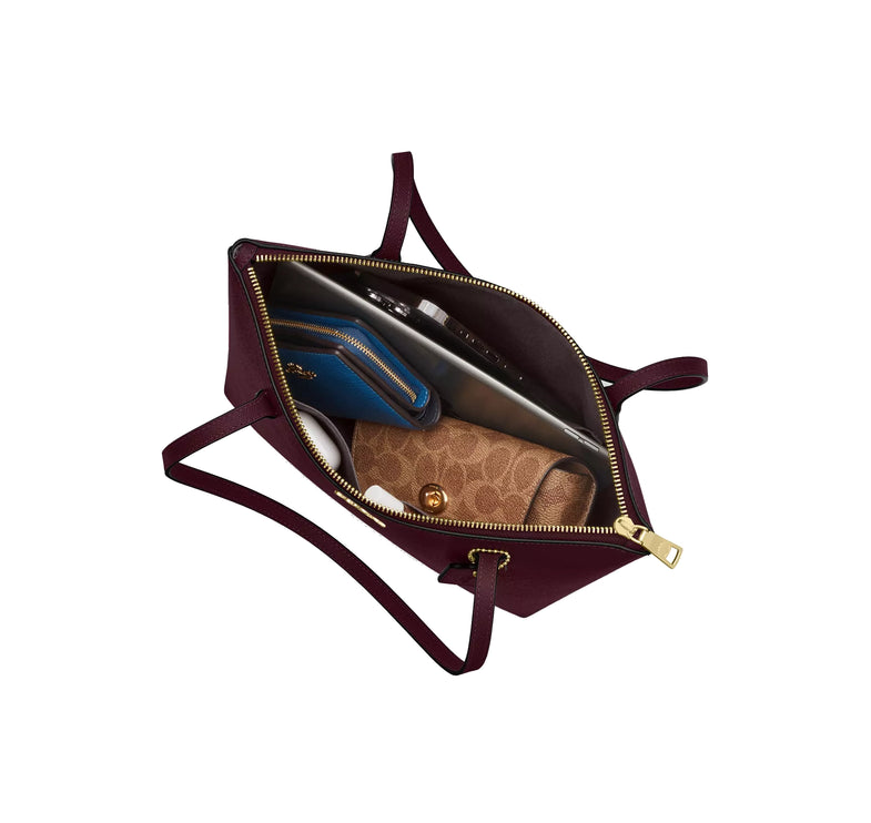 Coach Women's Fiona Zip Tote Bag Gold/Dark Wine