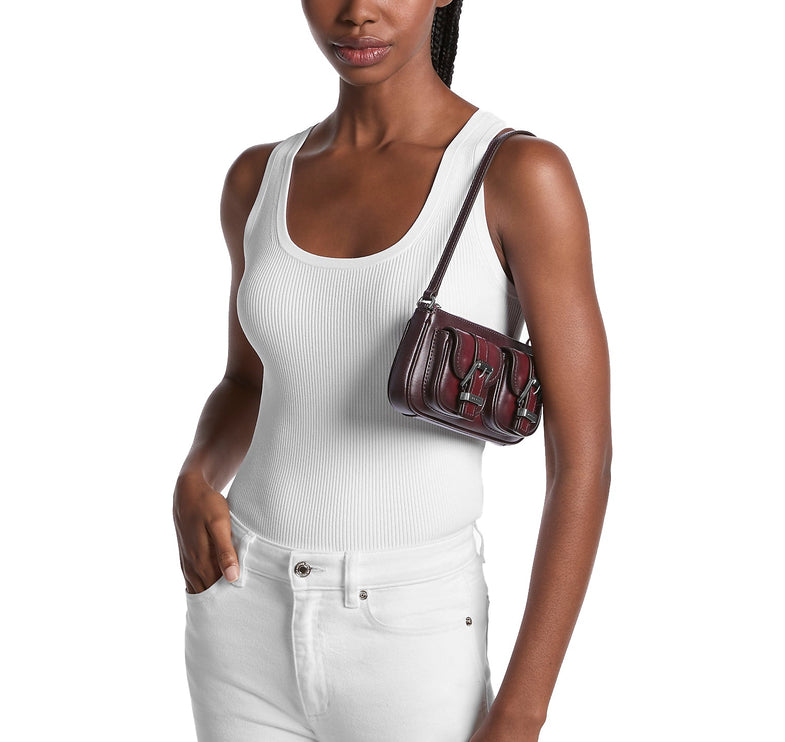 Michael Kors Women's Zoe Small Burnished Leather Pochette Oxblood