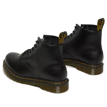 Dr. Martens 101 Yellow Stitch Smooth Leather Ankle Boots Black