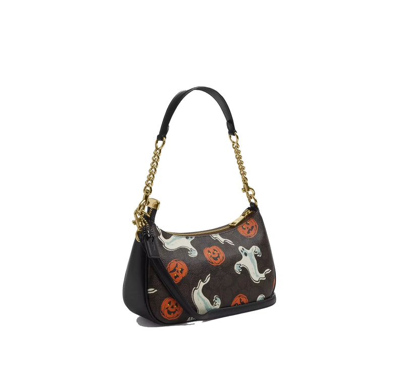 Coach Women's Teri Shoulder Bag In Signature Canvas With Halloween Print Gold/Walnut Multi