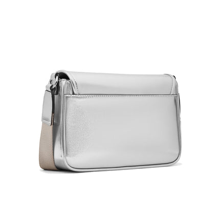 Michael Kors Women's Bradshaw Medium Metallic Messenger Bag Silver