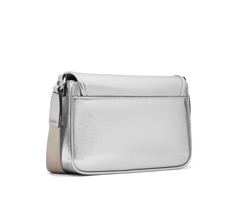 Michael Kors Women's Bradshaw Medium Metallic Messenger Bag Silver