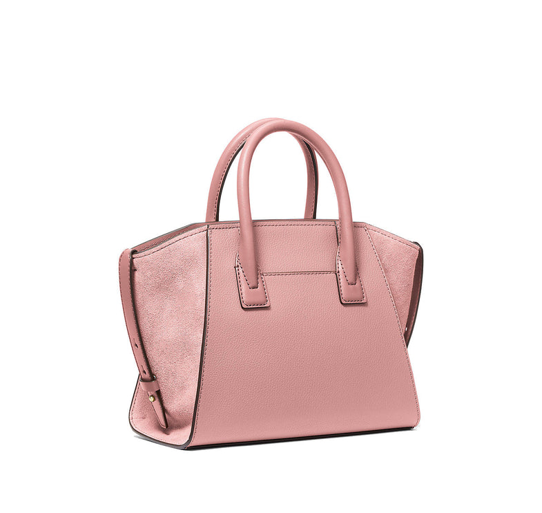 Michael Kors Women's Avril Small Pebbled Leather Satchel Powder Blush