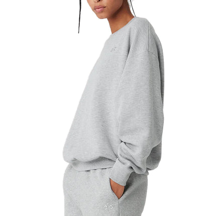 alo Women's Accolade Crew Neck Pullover Athletic Heather Grey