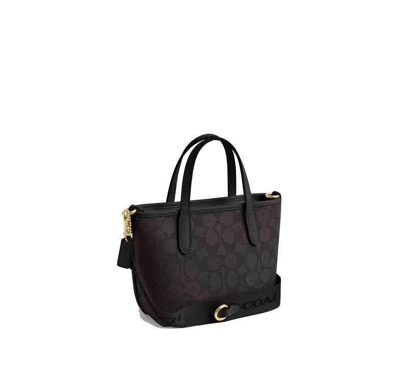 Coach Women's City Mini Tote Bag In Signature Canvas Gold/Walnut/Black