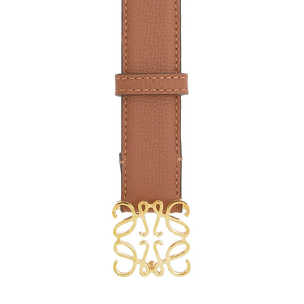 Loewe Women's Anagram Belt in Pebble Grain Calfskin Tan/Gold
