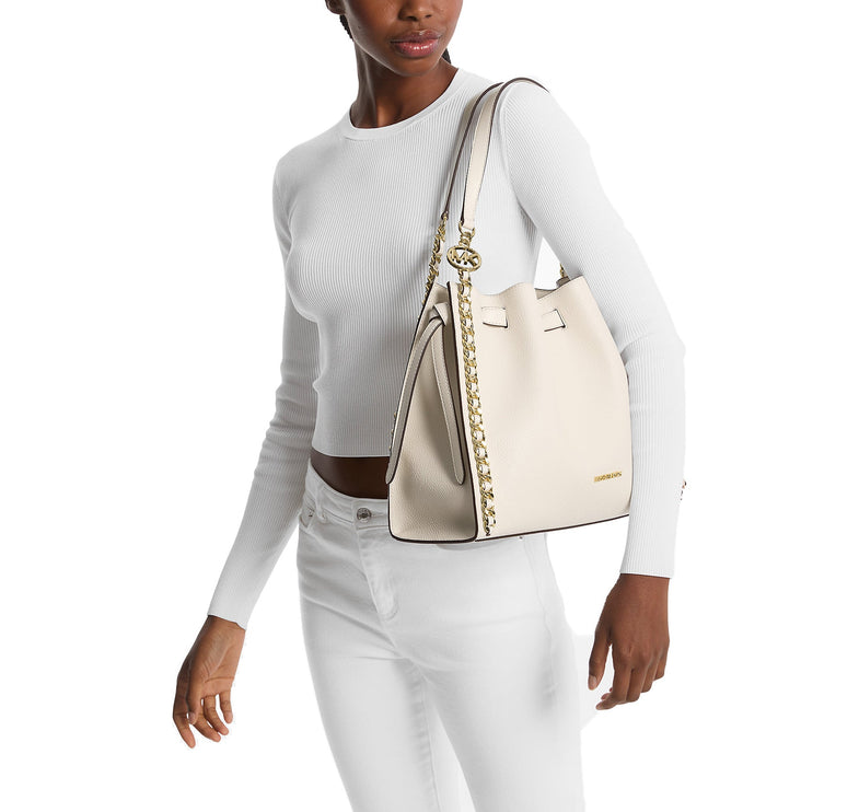 Michael Kors Women's Mina Large Chain Shoulder Bag Light Cream