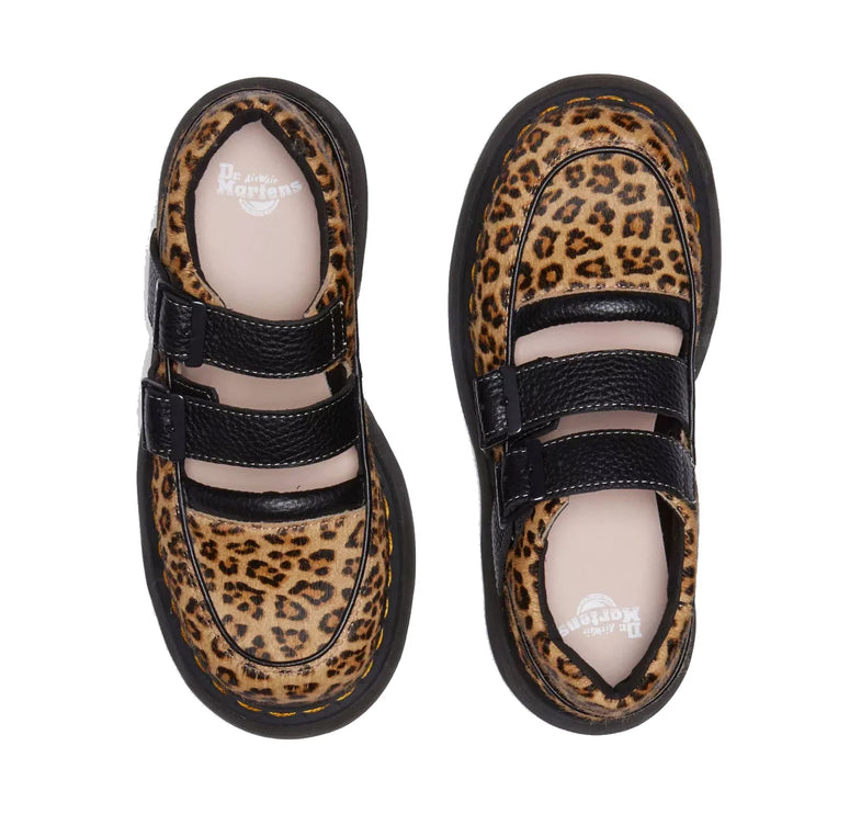 Dr. Martens Women's Buzz Leopard Mary Jane Shoes Light Tan