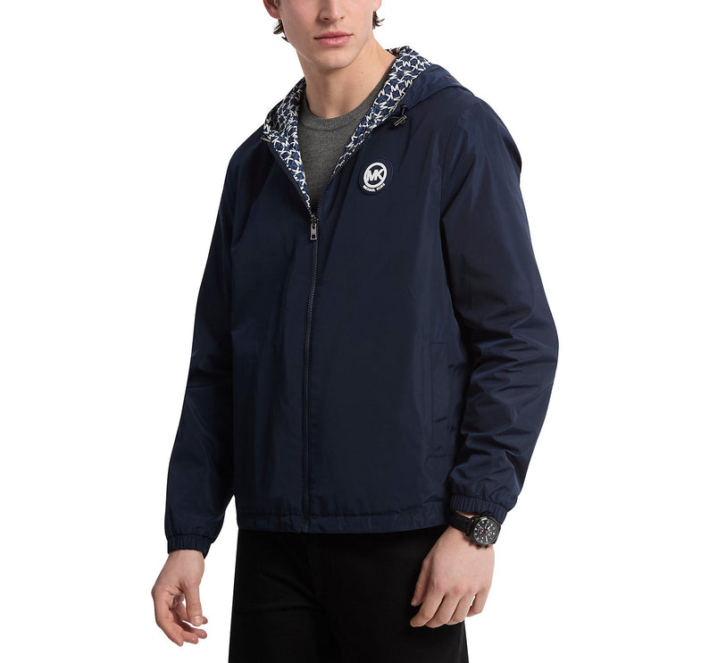 Michael Kors Men's Reversible Logo Print Ciré Jacket Midnight