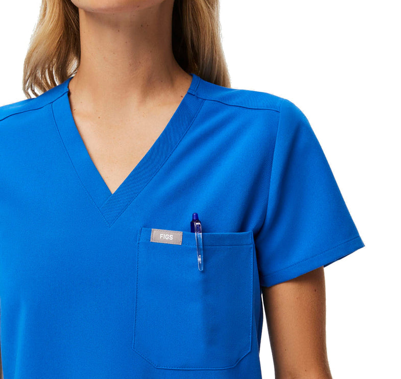 FIGS Women's Catarina One Pocket Scrub Top Royal Blue