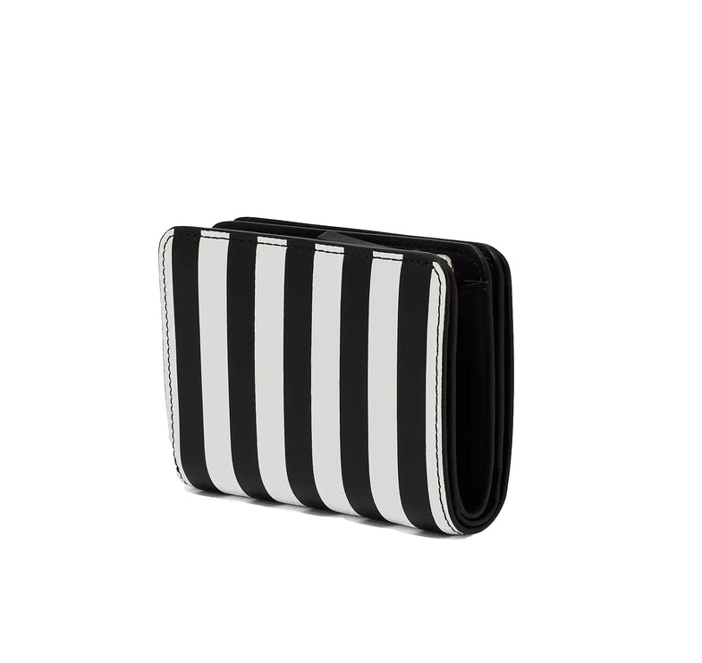 Marc Jacobs Women's The Striped J Marc Mini Compact Wallet Black/White
