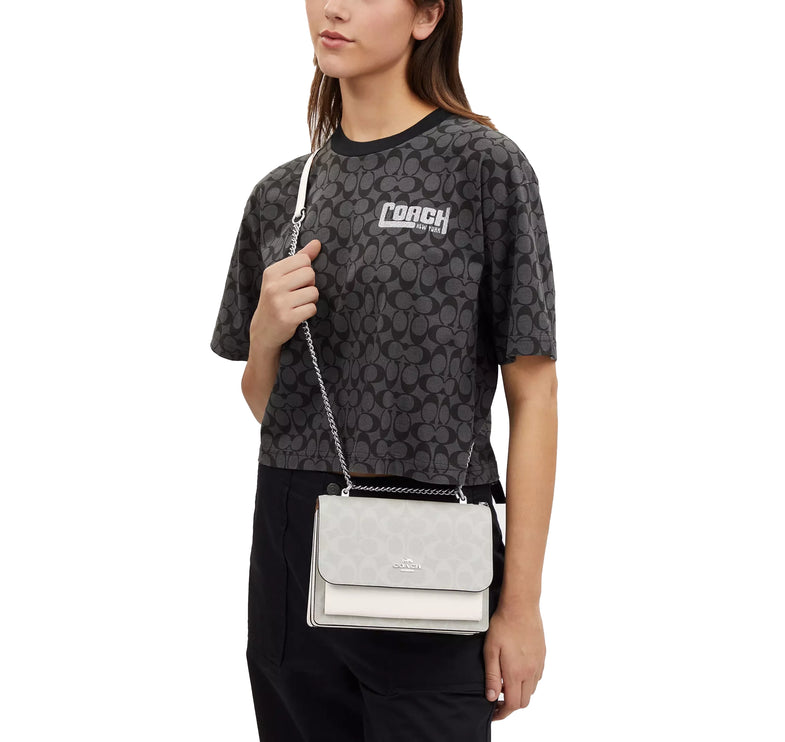 Coach Women's Klare Crossbody Bag In Signature Canvas Silver/Chalk/Glacier White