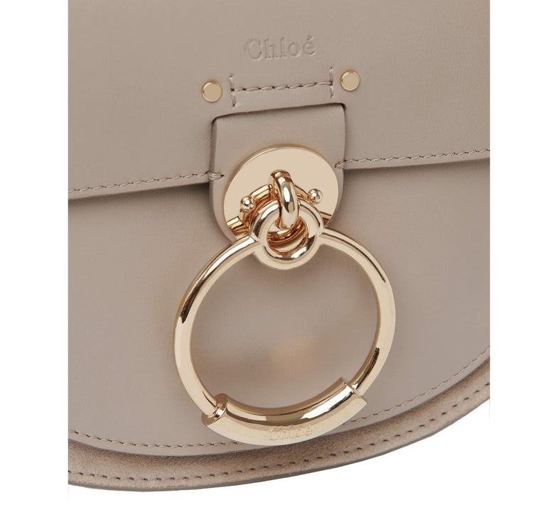 Chloé Women's Small Tess Bag in Shiny & Suede Leather Motty Grey
