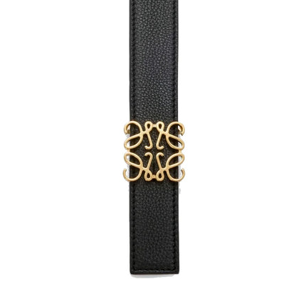 Loewe Women's Reversible Anagram Belt in Supple Grained Calfskin Black/Gold