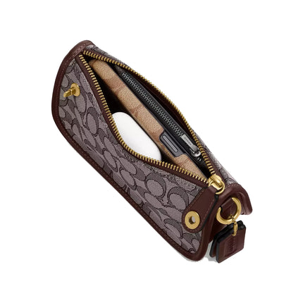 Coach Women's Swinger Bag 20 With Chain In Signature Jacquard Brass/Oak Maple