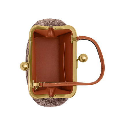 Coach Women's Kisslock Frame Bag 16 In Crystal Signature Jacquard Brass/Burnished Amber