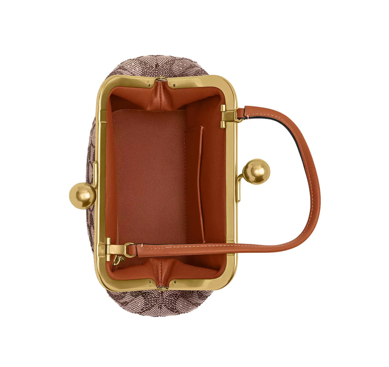 Coach Women's Kisslock Frame Bag 16 In Crystal Signature Jacquard Brass/Burnished Amber