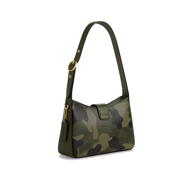 Coach Women's Eliza Shoulder Bag With Zipper Closure And Camo Print Gold/Dark Cypress Multi