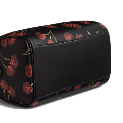 Coach Women's Rowan Satchel Bag With Cherry Print Gold/Black Multi