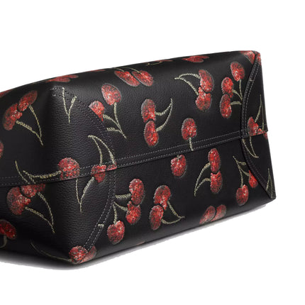 Coach Women's City Tote Bag With Cherry Print Gold/Black Multi