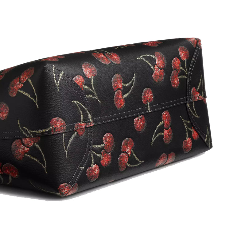 Coach Women's City Tote Bag With Cherry Print Gold/Black Multi