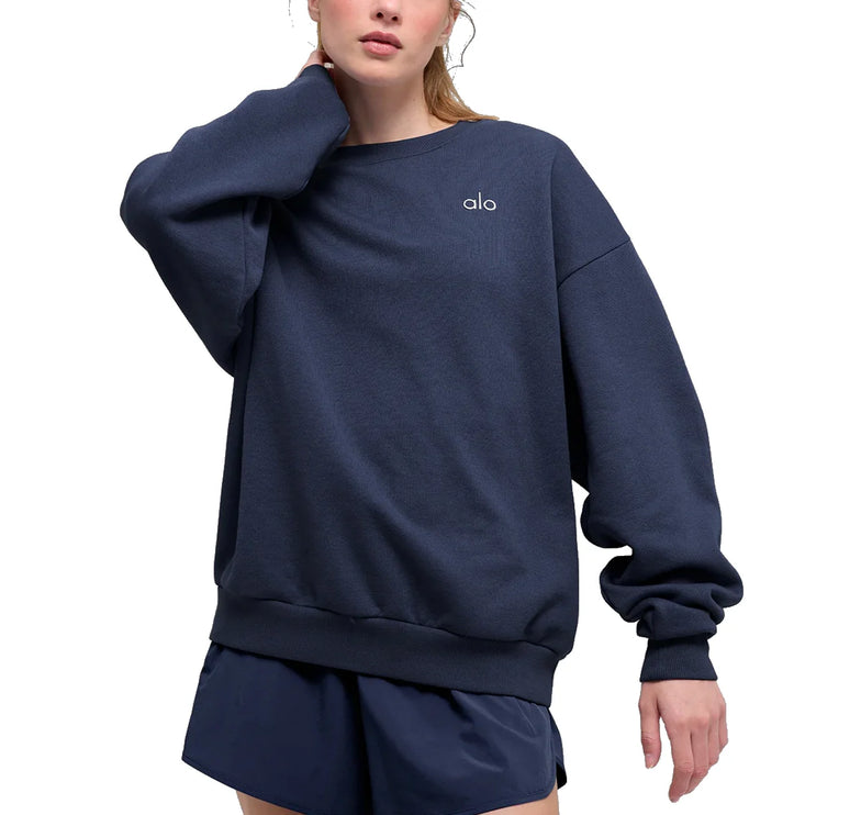 alo Women's Accolade Crew Neck Pullover Navy