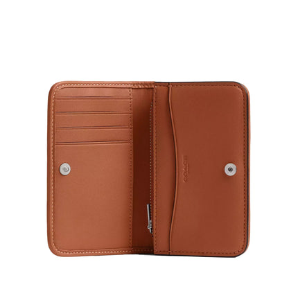 Coach Women's Essential Slim Card Case In Crystal Signature Jacquard Silver/Burnished Amber