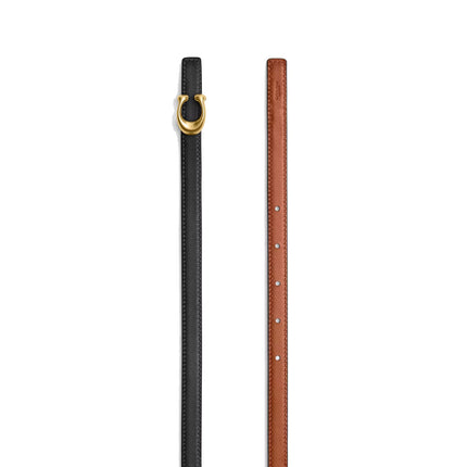 Coach Women's Sculpted Signature Buckle Reversible Belt, 13 Mm Brass/Black Burnished Amber