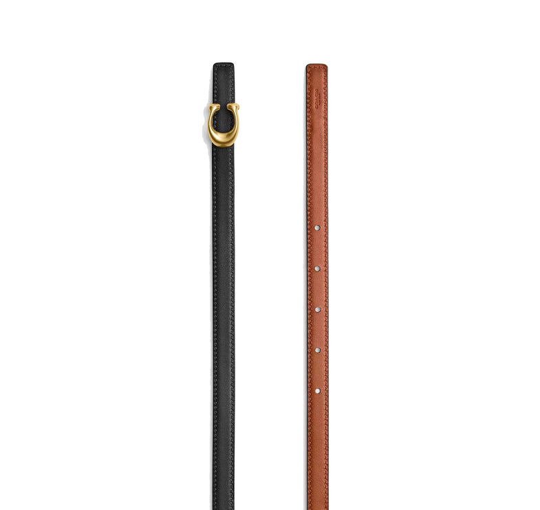 Coach Women's Sculpted Signature Buckle Reversible Belt, 13 Mm Brass/Black Burnished Amber