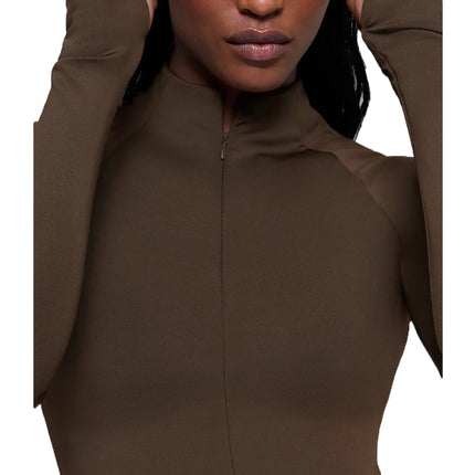 alo Women's Airlift Winter Warm 1/4 Zip Long Sleeve Espresso