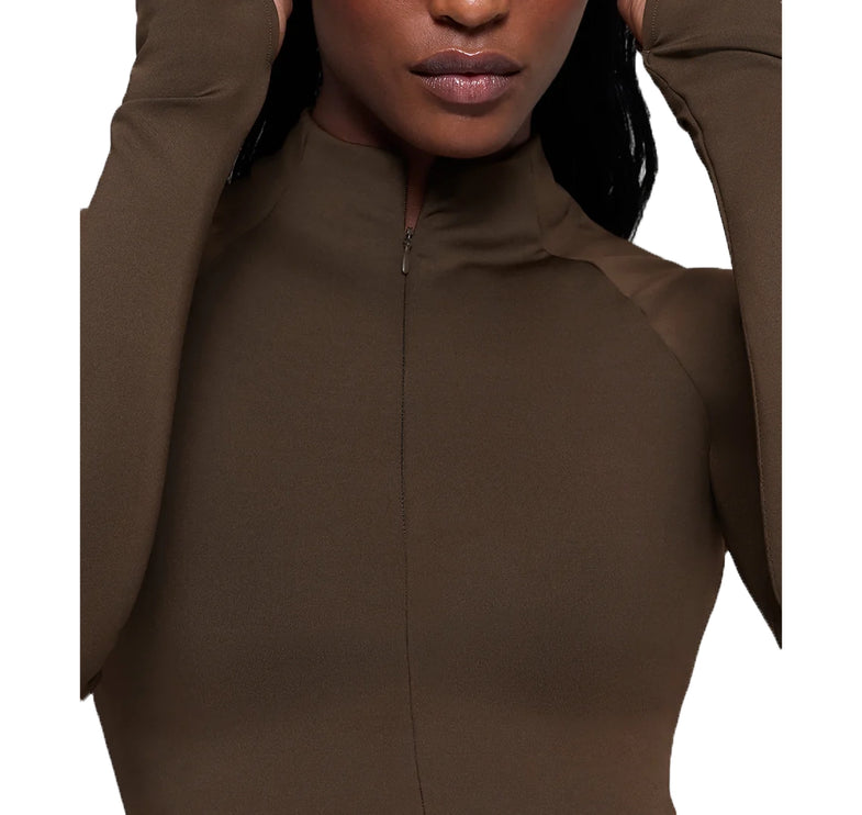 alo Women's Airlift Winter Warm 1/4 Zip Long Sleeve Espresso