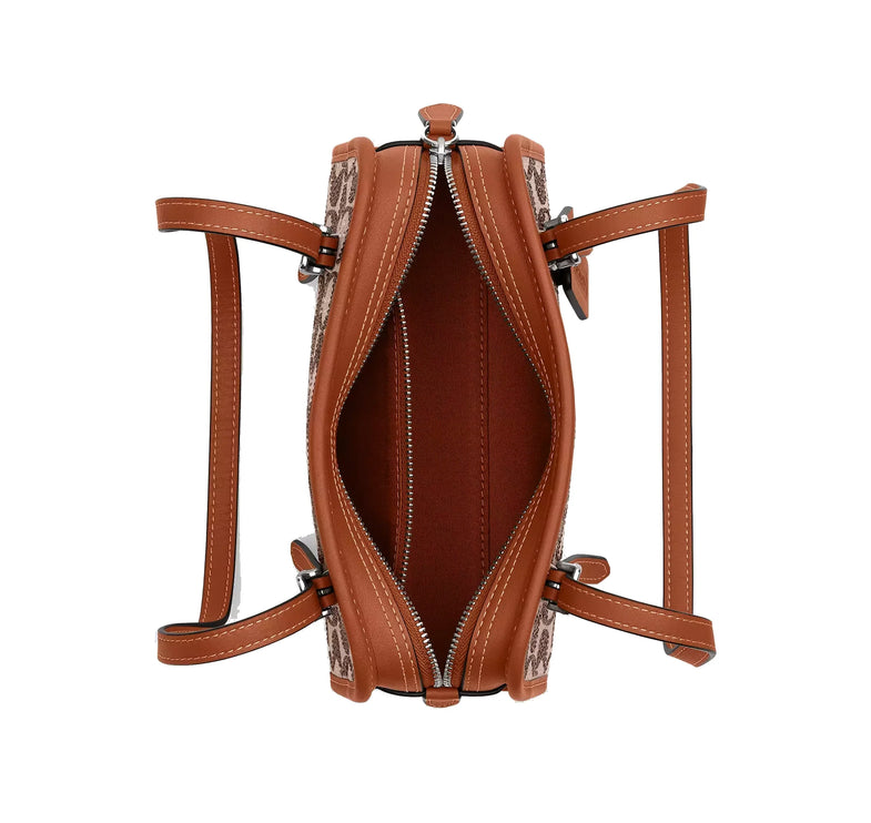 Coach Women's Swing Zip Bag 20 In Crystal Signature Jacquard Silver/Burnished Amber