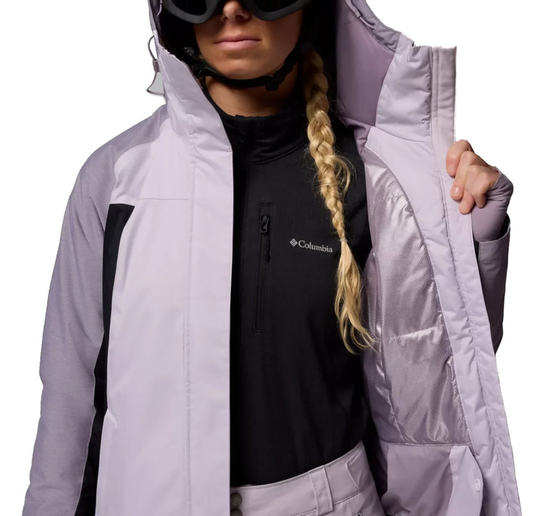Columbia Women's Snowy Summit Insulated Jacket Lavender Pearl/Black/Shl Prpl Crss Dy