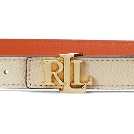 Polo Ralph Lauren Women's Logo Reversible Leather Skinny Belt Explorer Sand/Rust Orange - Hemen Kargoda