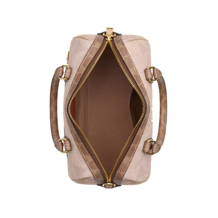 Coach Women's Rowan Satchel Bag In Blocked Signature Canvas Gold/Sand/Tan
