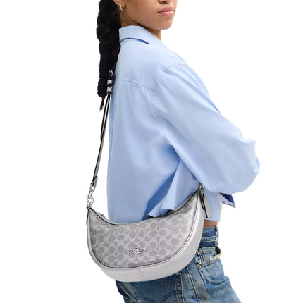 Coach Women's Aria Shoulder Bag In Signature Canvas Silver/Gray/Silver