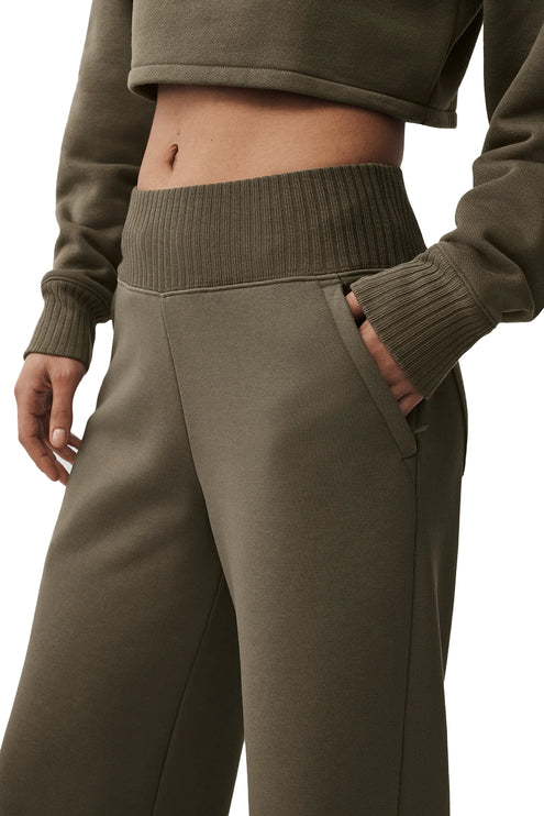 alo Women's Serenity Wide Leg Sweatpant Olive Tree