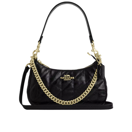 Coach Women's Teri Shoulder Bag With Quilting Gold/Black
