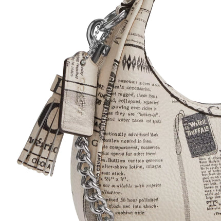 Coach Women's Carmen Mini Crossbody Bag With Newspaper Print Silver/Chalk Multi