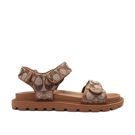 Coach Women's Brynn Sandal In Crystal Signature Jacquard Tan