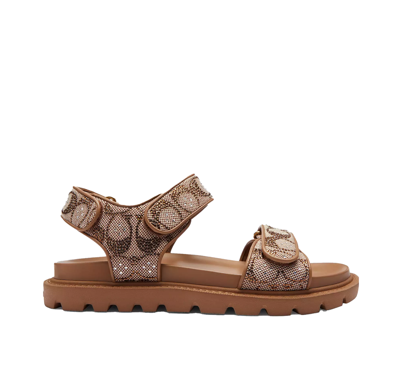 Coach Women's Brynn Sandal In Crystal Signature Jacquard Tan