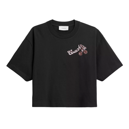 Coach Women's Charms Cropped T-Shirt In Organic Cotton Washed Black