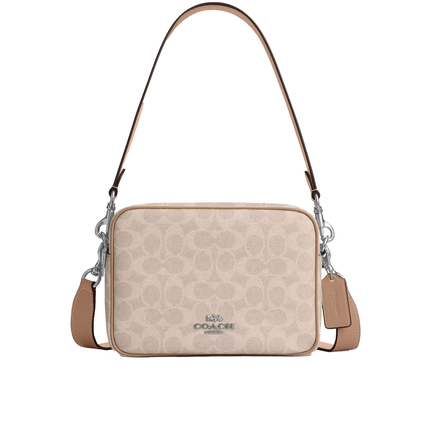Coach Women's Carey Crossbody Bag In Signature Canvas Silver/Sand/Taupe