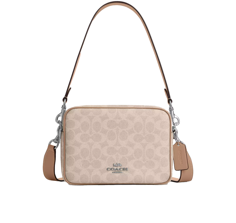 Coach Women's Carey Crossbody Bag In Signature Canvas Silver/Sand/Taupe