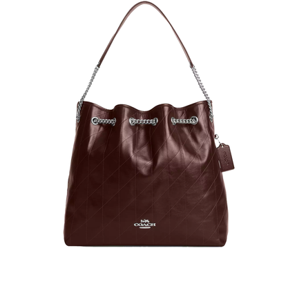 Coach Women's Evelyn Large Shoulder Bag With Quilting Silver/Maple