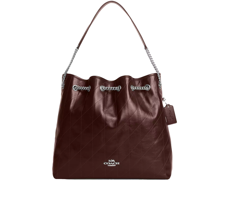 Coach Women's Evelyn Large Shoulder Bag With Quilting Silver/Maple