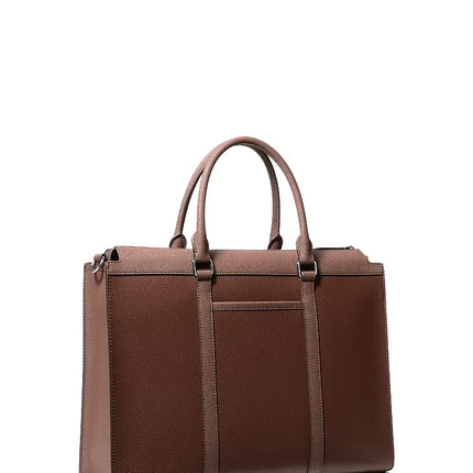 Michael Kors Unisex Cooper Pebbled Leather and Signature Logo Briefcase Nutmeg